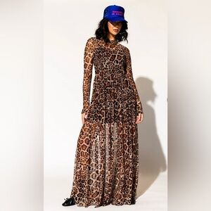 Dressed in LALA Mesh Maxi Leopard Dress. Perfect Condition